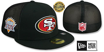 49ers SB XXIX 'MESH-BACK SIDE-PATCH' Black-Black Fitted Hat by New Era