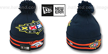 Broncos 'SUPER BOWL XXXII' Navy Knit Beanie Hat by New Era