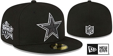 Cowboys 'SB XXVII SIDE-PATCH' Black-White Fitted Hat by New Era