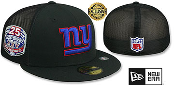 Giants 25TH 'MESH-BACK SIDE-PATCH' Black-Black Fitted Hat by New Era