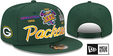 Packers 'SUPER BOWL PATCHES SCRIPT SNAPBACK' Green Hat by New Era