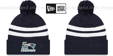 Patriots 'NFL 5X SUPER BOWL CHAMPIONS ' Navy-White Knit Beanie Hat by New Era