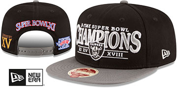 Raiders 'BAY AREA 3XSB CHAMPIONS SNAPBACK' Hat by New Era