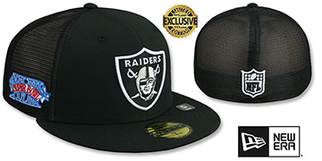 Raiders SB XVIII 'MESH-BACK SIDE-PATCH' Black-Black Fitted Hat by New Era