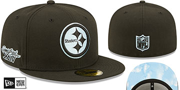 Steelers SB XIV 'CLOUD-UNDER' Black Fitted Hat by New Era