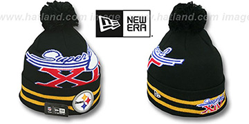 Steelers 'SUPER BOWL XIV' Black Knit Beanie Hat by New Era