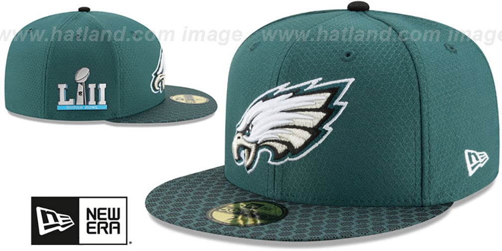 Eagles 'NFL SUPER BOWL LII ONFIELD' Green Fitted Hat by New Era