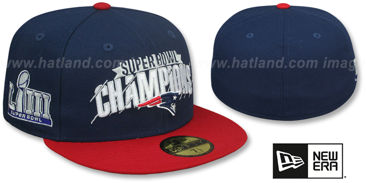 Patriots 'SUPER BOWL LIII CHAMPIONS' Navy-Red Fitted Hat by New Era