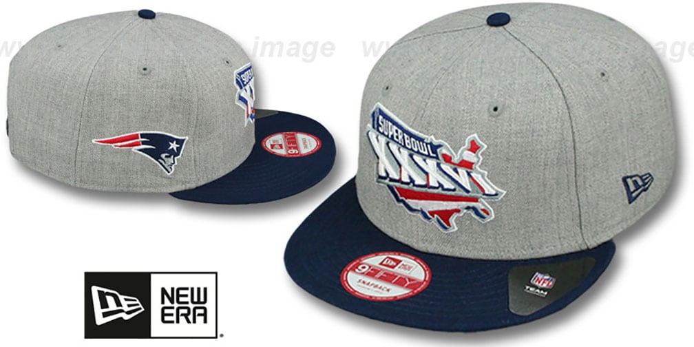 Patriots 'SUPER BOWL XXXVI SNAPBACK' Grey-Navy Hat by New Era