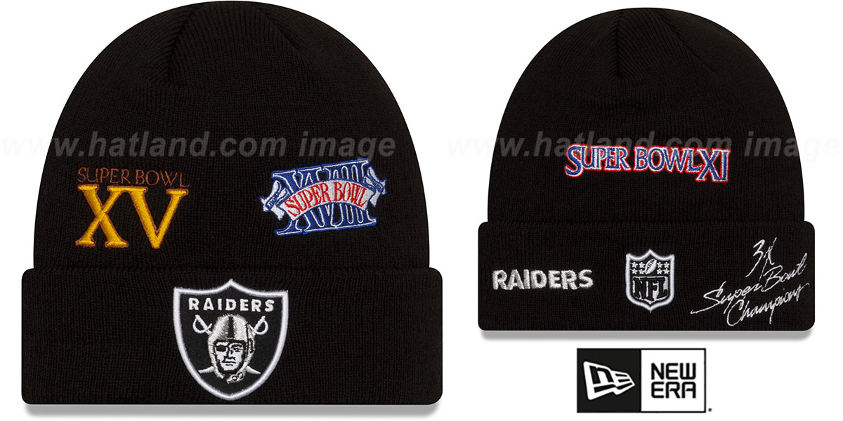 Raiders 'SUPER BOWL ELEMENTS' Black Knit Beanie Hat by New Era