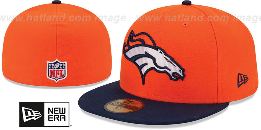 Broncos 'NFL 3X SUPER BOWL CHAMPS' Orange-Navy Fitted Hat by New Era
