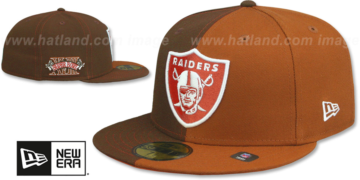 Raiders SB XVIII 'SPLIT SIDE-PATCH' Brown-Wheat Fitted Hat by New Era